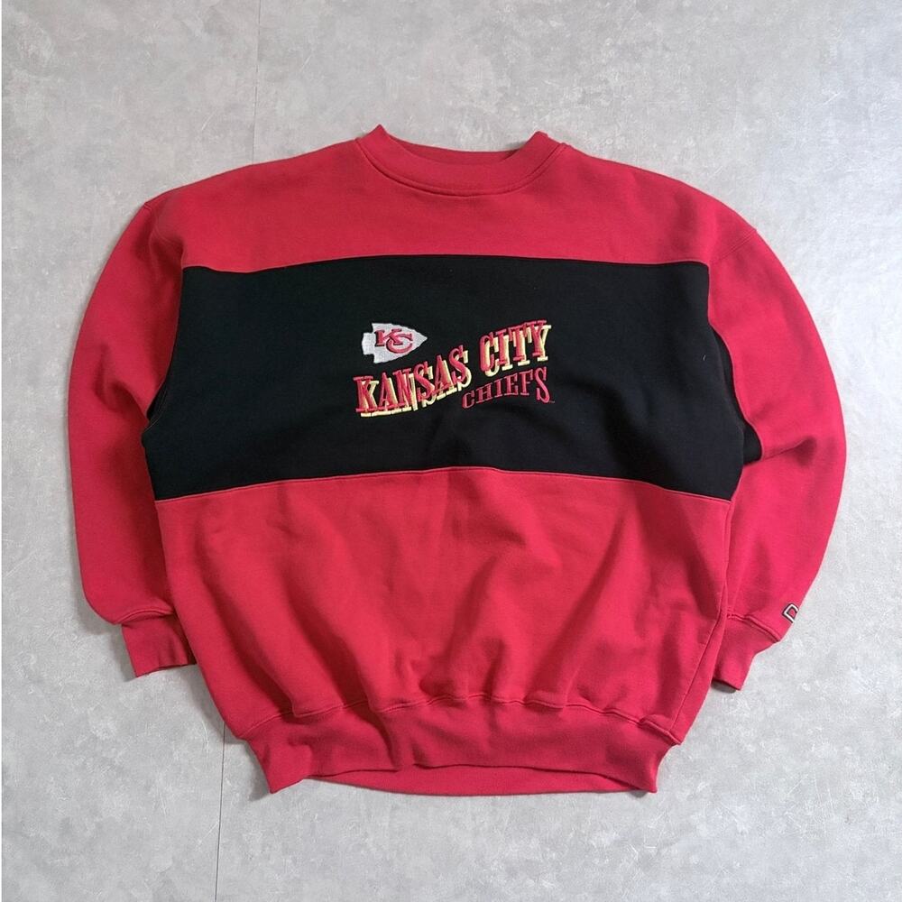 90s Vintage Kansas City Chiefs Red/Black Crewneck -XL